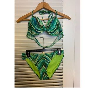 Lelani 8 Watercolor Green padded pushup bikini bra